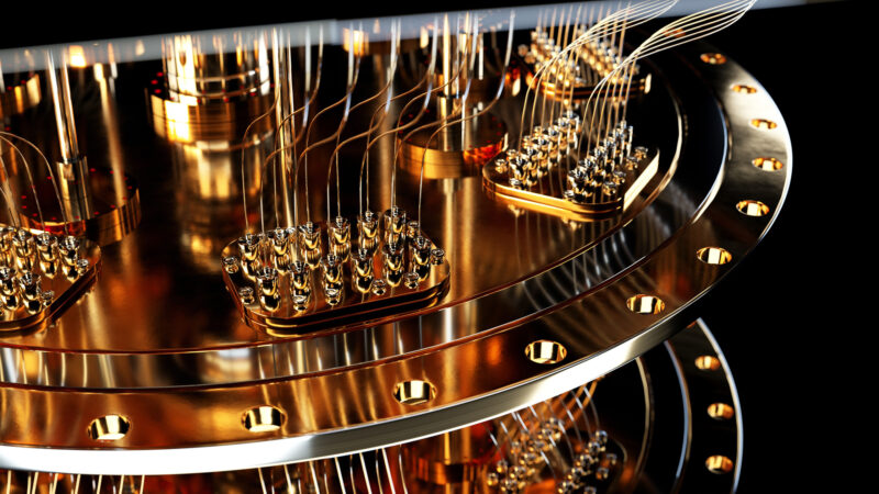 Close up of a quantum computer
