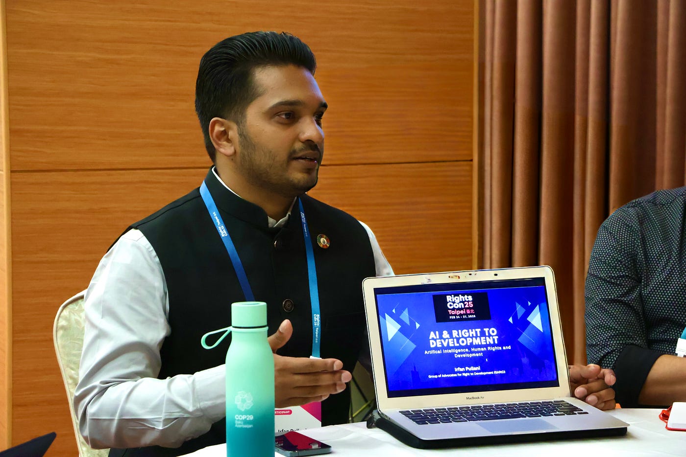 Author Irfan Pullani leading a session on "AI and the right to development" at RightsCon Young Leaders Summit 2025 held in Taipei, Taiwan.
