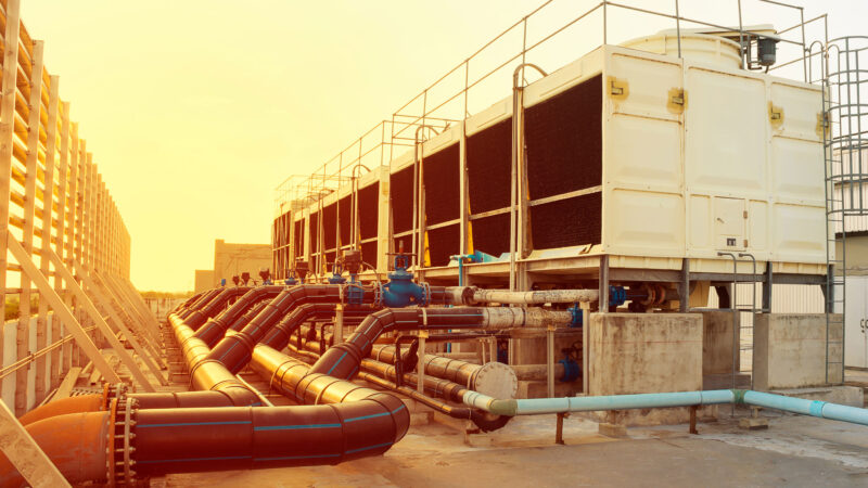 AI data center infrastructure illustrating the environmental impact of AI data centers on energy and water resources.