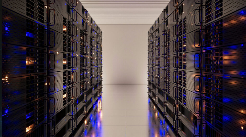 Photograph of the inside of a data center symbolizing Artificial Intelligence Inequality in India
